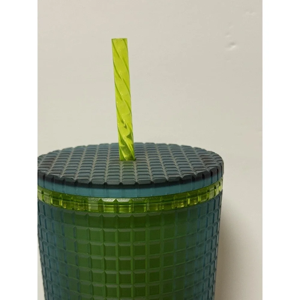 Starbucks 2022 Mountain Dew Green Yellow Blue 24oz Grid Cold Cup Tumbler
